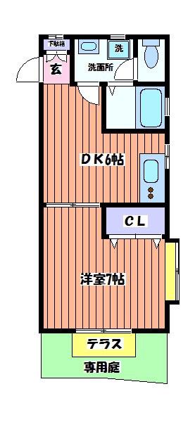 パークサイドN(1DK/1階)の間取り写真