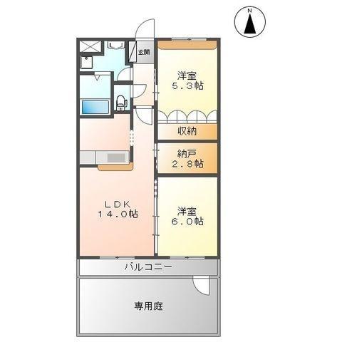 プランドールⅡ(2LDK/1階)の間取り写真