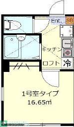 ヒューゲルハイム岸谷(1K/1階)の間取り写真