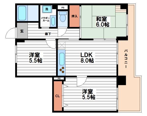 高津サニーハイツ(3LDK/5階)の間取り写真