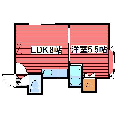 ルミエールジュノンB(1LDK/2階)の間取り写真