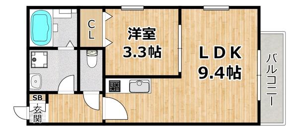 グラツィア千船(1LDK/1階)の間取り写真