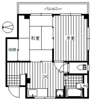 マンション白陽(2DK/1階)の間取り写真