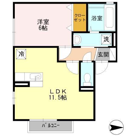 SEYNY南浅井A(1LDK/2階)の間取り写真