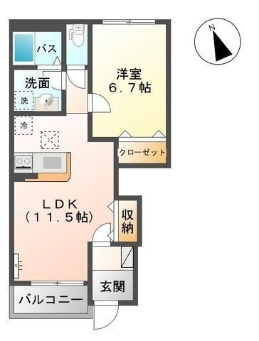カナート(1LDK/1階)の間取り写真