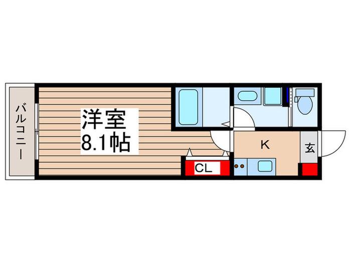 稲荷町Z-MAISON B棟(1K/2階)の間取り写真