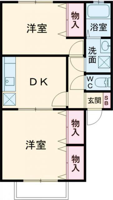 プラセール(2DK/2階)の間取り写真