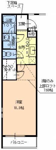 リバーサイド金岡七番館(1K/2階)の間取り写真