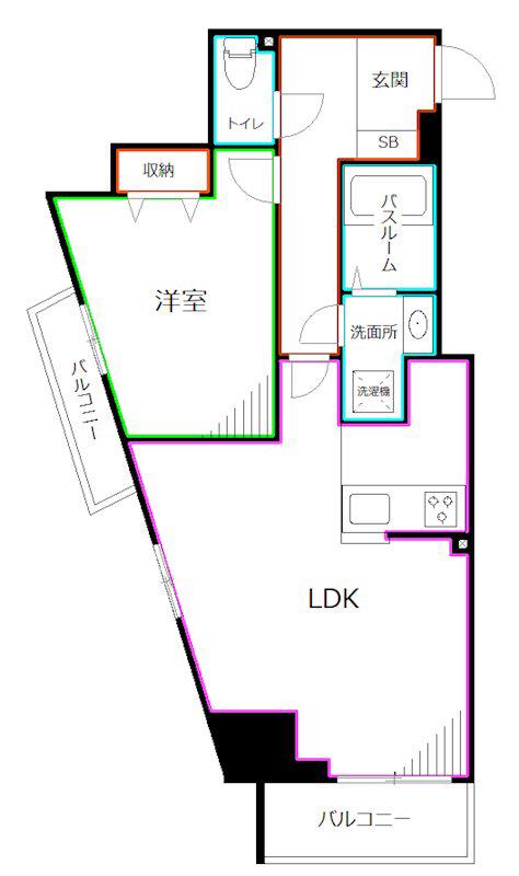 テラス阿佐ヶ谷(1LDK/2階)の間取り写真