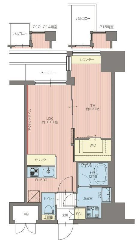 VINOプレジオ本町 9-14F(1LDK/10階)の間取り写真
