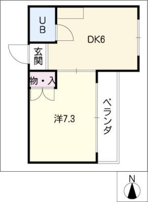 ハイム向が丘(1DK/2階)の間取り写真