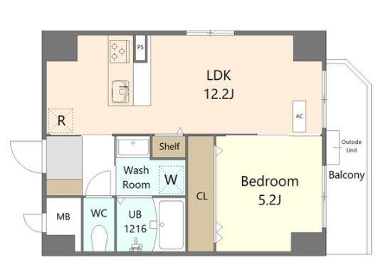 THE RESIDENCE SHINSAKAE(1LDK/6階)の間取り写真
