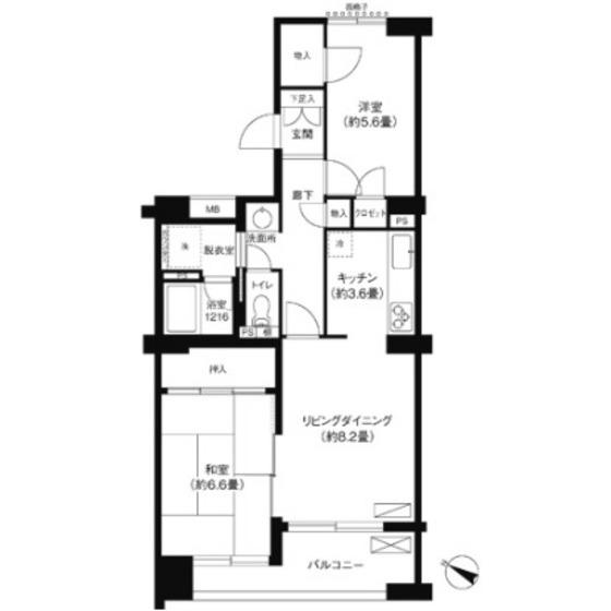 ガーデンテラス宮崎台(2LDK/4階)の間取り写真