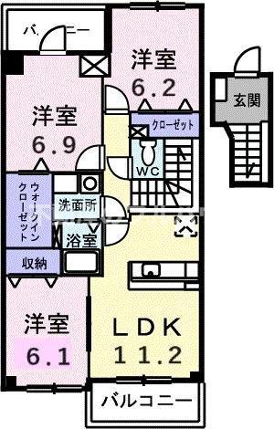 レガリア東名(3LDK/2階)の間取り写真