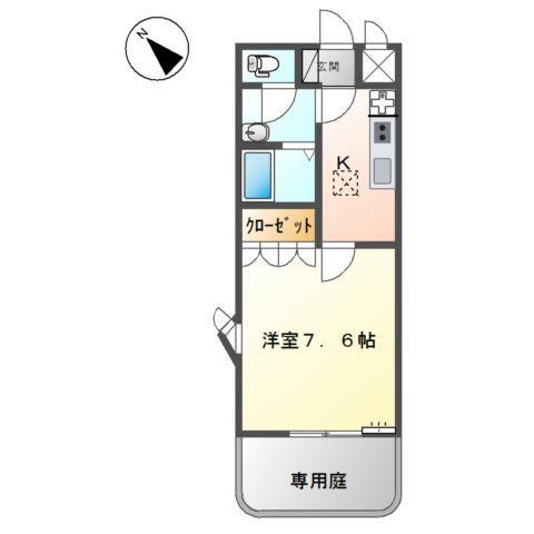エスポアール(1K/1階)の間取り写真