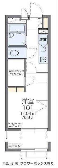 レオパレスダックス(1K/1階)の間取り写真