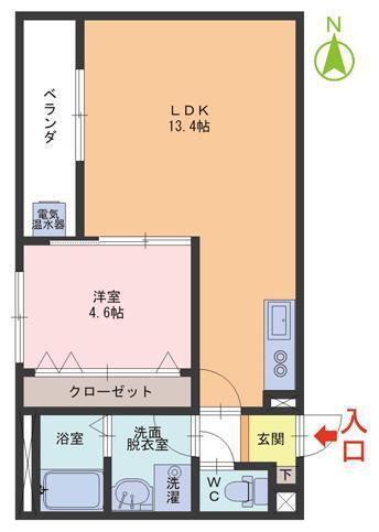 トリプル・エイト(1LDK/1階)の間取り写真