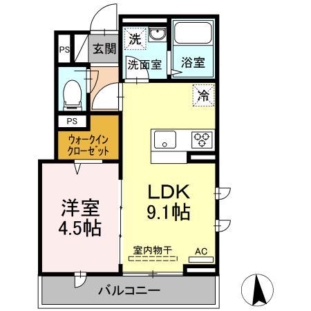 セジュール東糀谷(1LDK/2階)の間取り写真