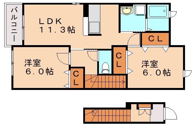 プレイン・コートSI(2LDK/2階)の間取り写真
