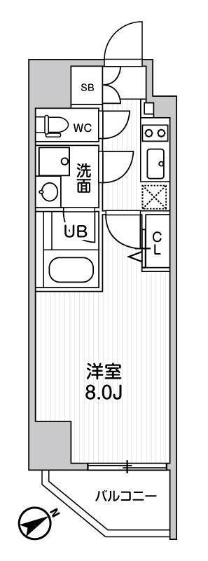 グラシアプレイス本駒込(1K/8階)の間取り写真