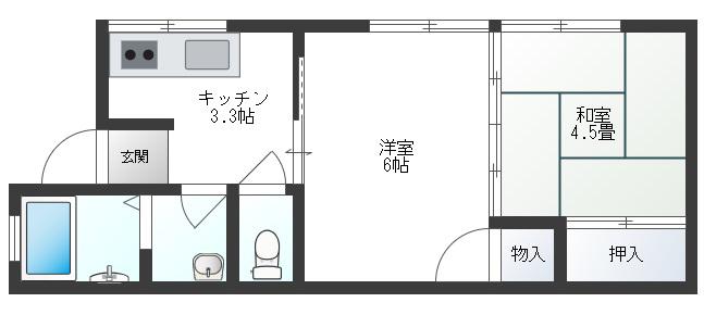 コーポ新町(2K/1階)の間取り写真