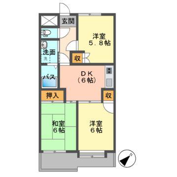 レジデンスマサノ1(3DK/5階)の間取り写真