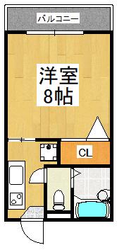 帝塚山パークハイツ(1K/2階)の間取り写真