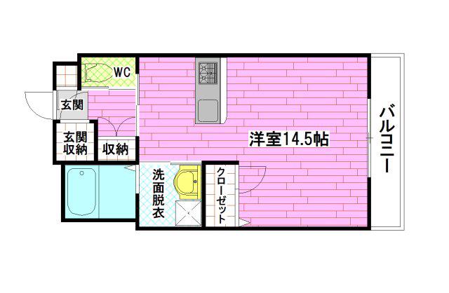 メロディー参番館(ワンルーム/1階)の間取り写真