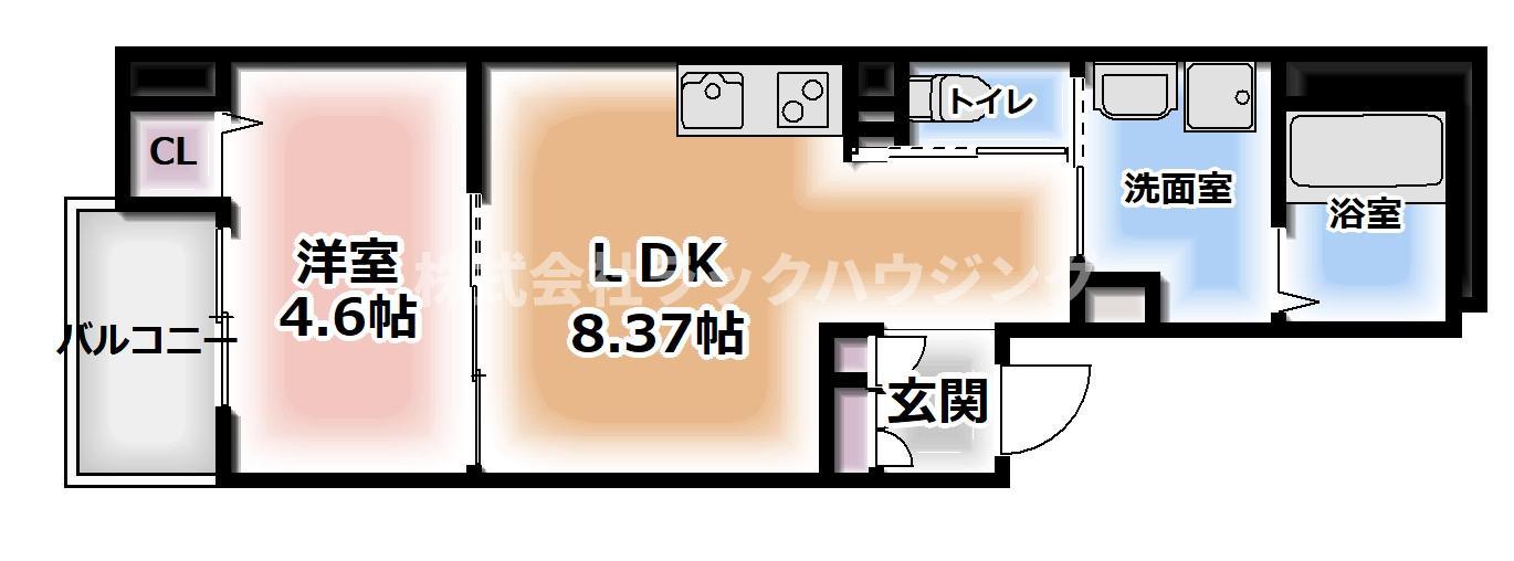LUXE森小路(1LDK/2階)の間取り写真