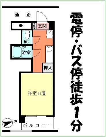 コーポなるかわ(1K/3階)の間取り写真