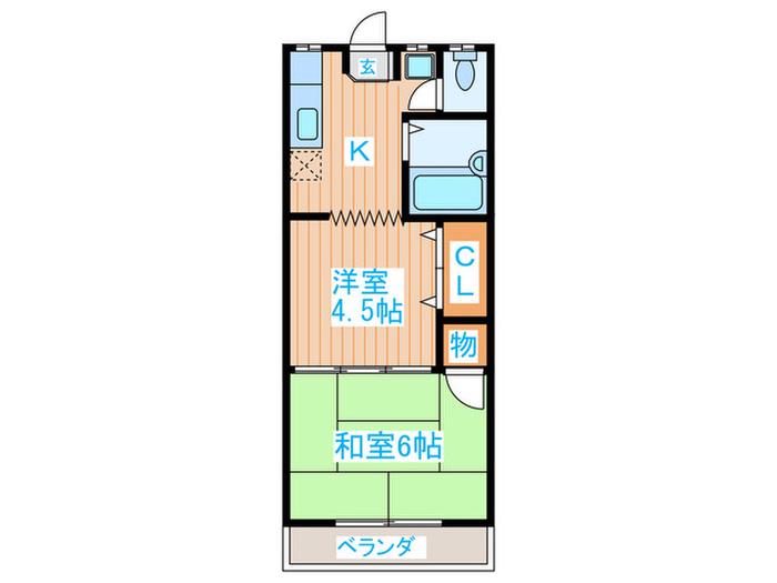 コーポ中村(2K/3階)の間取り写真