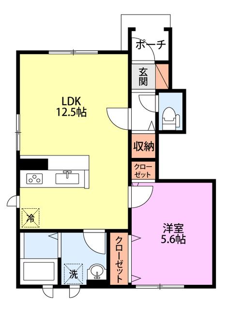 レヴァンテTII(1LDK/1階)の間取り写真