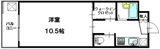 エムズ3(1K/1階)の間取り写真