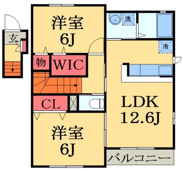オリーブⅠ(2LDK/2階)の間取り写真