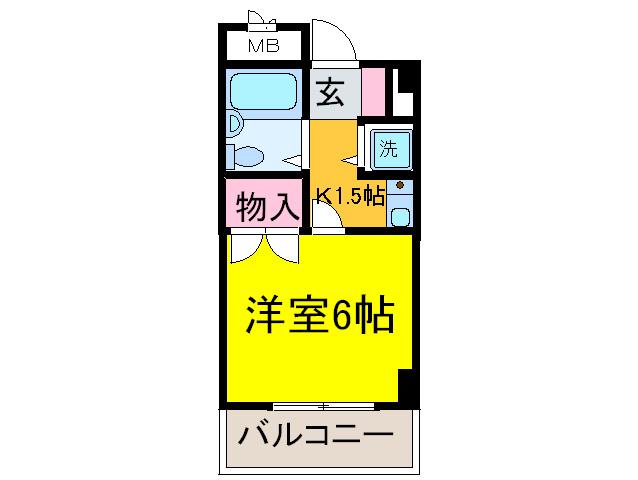 ネバーランド中原(1K/1階)の間取り写真