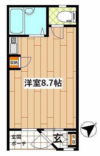 テラスHIDANI(ワンルーム/1階)の間取り写真