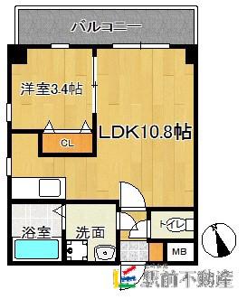 アリエス今宿I(1LDK/3階)の間取り写真