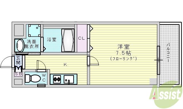 ロイヤルクイーンズパーク吹田片山町(1K/4階)の間取り写真