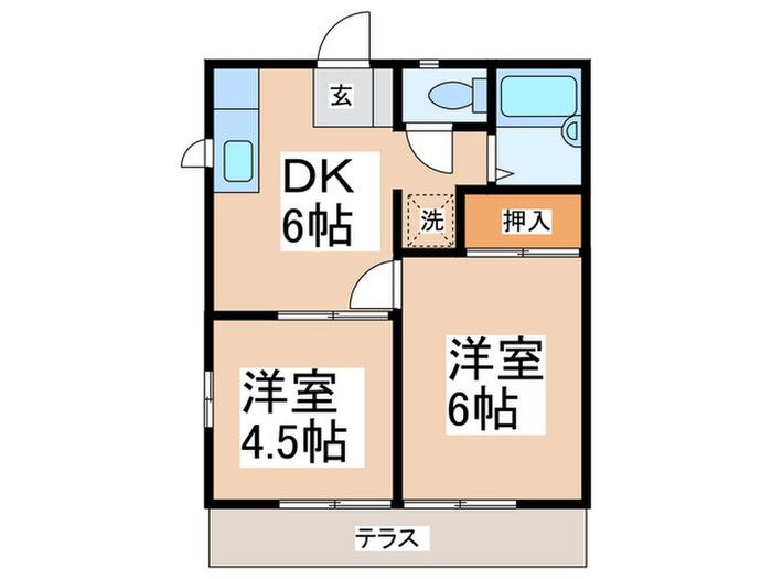 メゾンウィスタリア(2DK/1階)の間取り写真