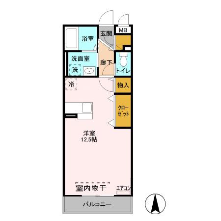 エスペランサ(ワンルーム/2階)の間取り写真