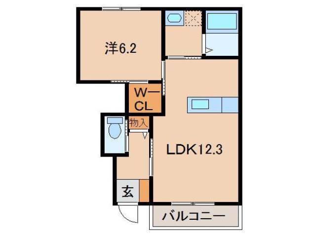 モイスシャームM(1LDK/1階)の間取り写真