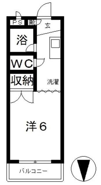 ロワール A棟(1K/3階)の間取り写真