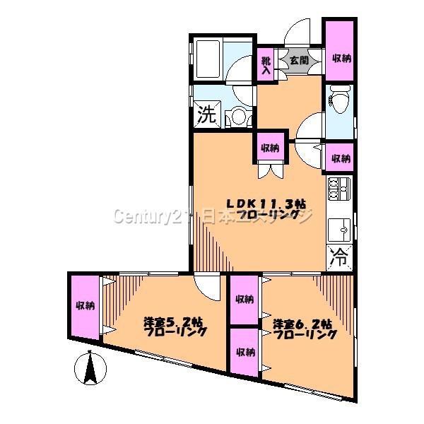 北千束ハウス(2LDK/1階)の間取り写真
