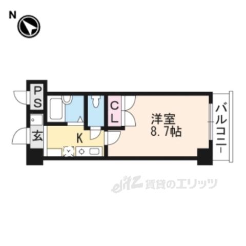 クレスト草津(1K/2階)の間取り写真