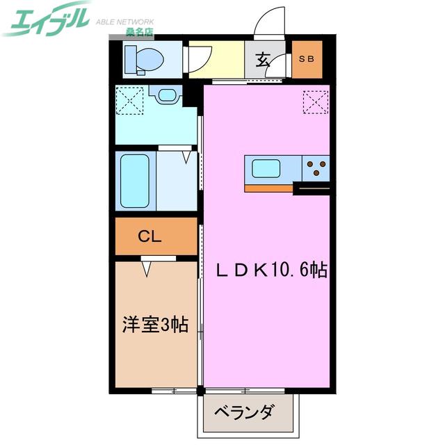 D-ROOM伝馬町(1LDK/2階)の間取り写真