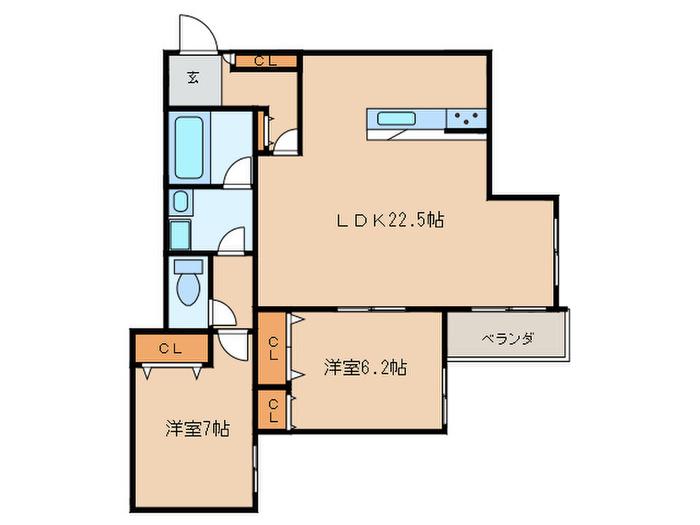 パインコート城西(2LDK/2階)の間取り写真