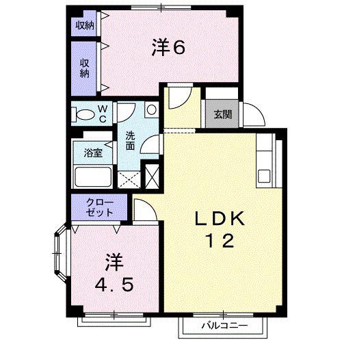 エルディム福田(2LDK/2階)の間取り写真
