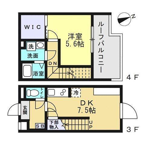 SOLASIA RESIDENCE 千歳船橋II(1DK/3階)の間取り写真