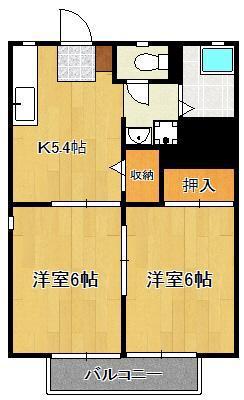 アルメゾンパルコI(2K/1階)の間取り写真