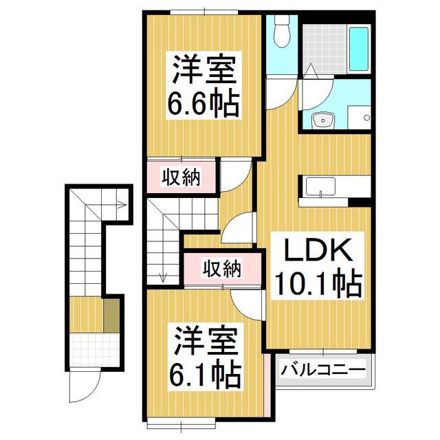 エバープレイス(2LDK/2階)の間取り写真